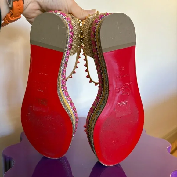 Christian Louboutin Pyraclou 60mm Espadrille Sandal, Authentic, EUC - Picture 3 of 12